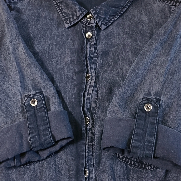 Dex Acid Wash Denim Chambray Mini Dress XSmall - Picture 8 of 12